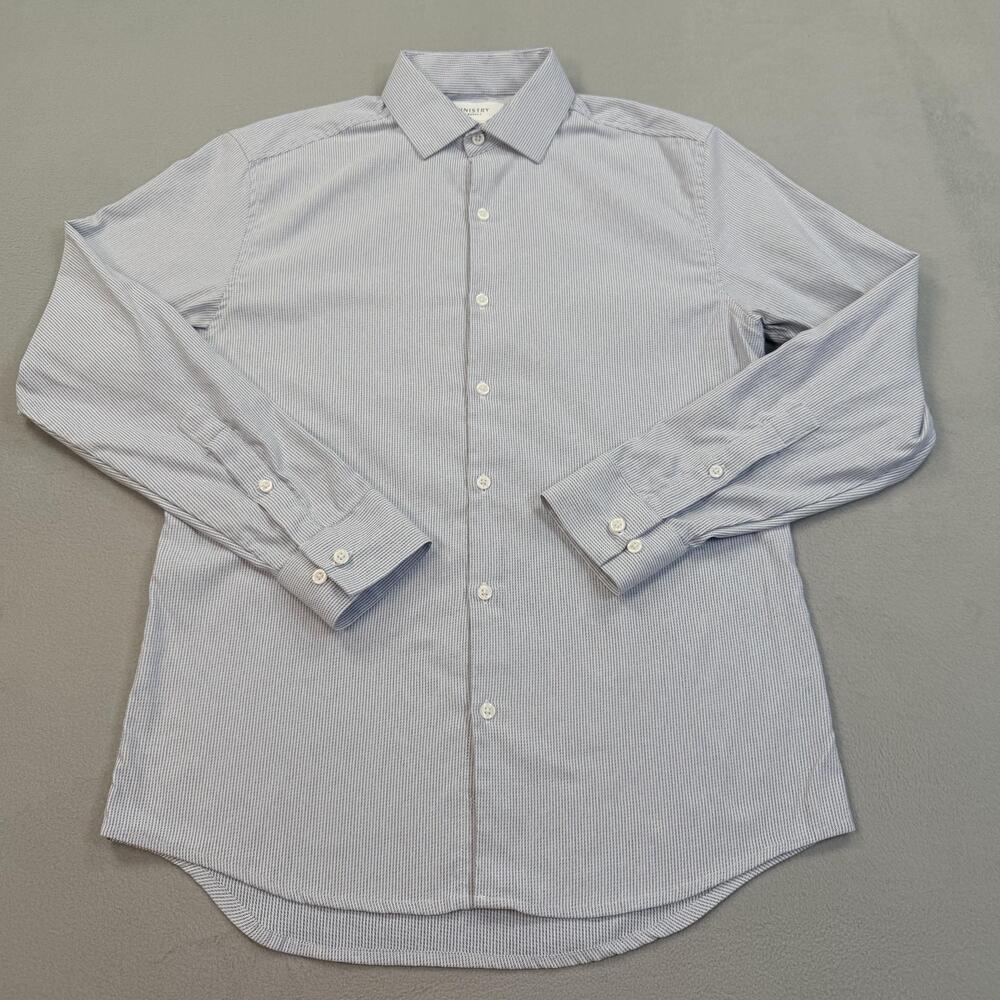 Ministry Of Supply Shirt Mens Small Blue Stripe Slim Fit Long Sleeve Dress